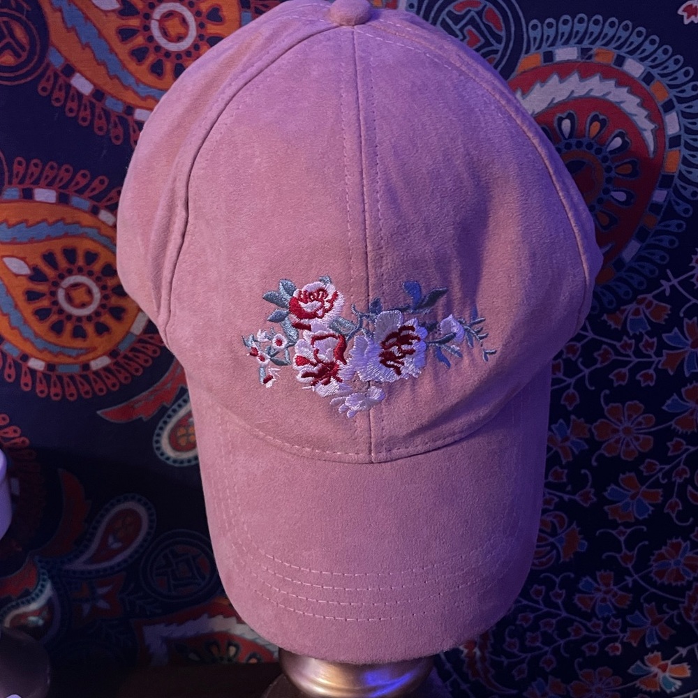 Pink floral ball cap